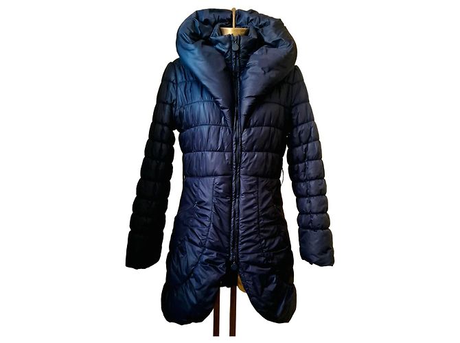 Autre Marque Quilted down jacket with high collar Dark blue