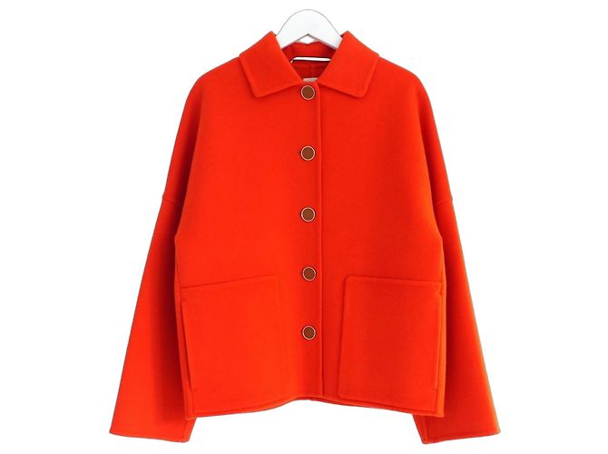 Hermès Hermes Rouge Cornaline Double Faced Cashmere Jacket Red