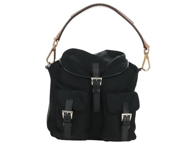 Prada Double Pocket Drawstring Tessuto Nero