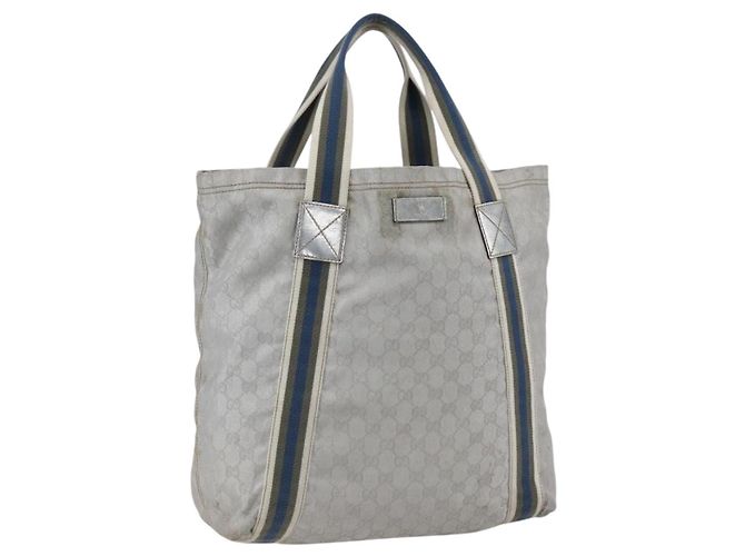 GUCCI GG Canvas Sherry Line Tote Bag Grau Silber 189669 Auth am10701 Braun