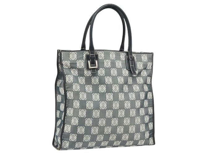 LOEWE Anagram Tote Bag Canvas Black Auth 172243