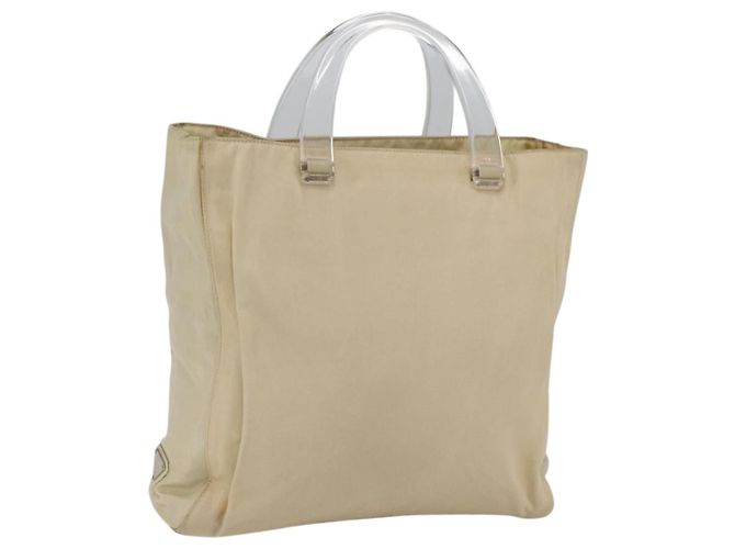 PRADA Borsa a mano in nylon plastico beige trasparente Auth 173565