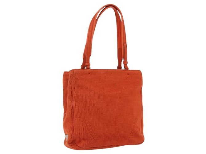 PRADA Sac à main en laine orange argent Auth am10760 Argenté