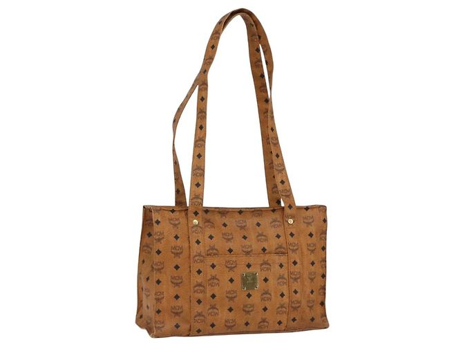 Borsa tote MCM Logogram Vicetos PVC Marrone Oro Auth 172275 D'oro