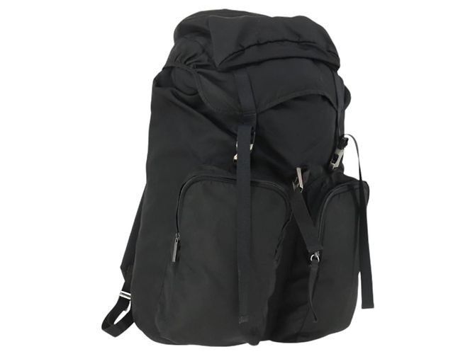 PRADA Backpack Nylon Black Silver Auth am10580 Silvery