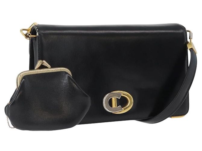 Borsa a Spalla Christian Dior in Pelle di Vitello Nera e Oro Auth 165366 Nero D'oro
