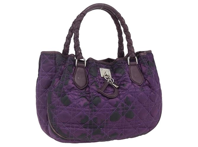 Borsa Canage in nylon viola argento Christian Dior Auth fm5125 Porpora