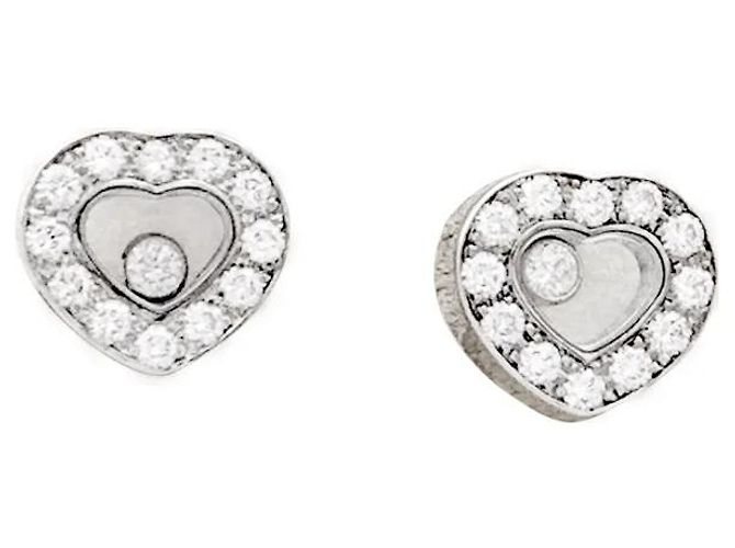 Orecchini Chopard, 'Happy Diamonds', oro bianco e diamanti. 