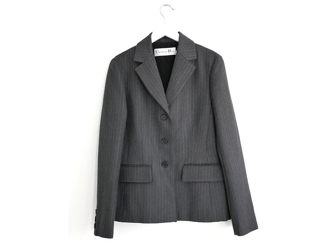 Dior Cruise 2023 Grey Pinstripe Bar Jacket