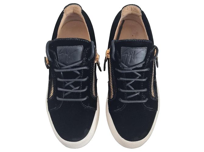 Giuseppe Zanotti Speakers Sneaker Schwarz Leder und Samt