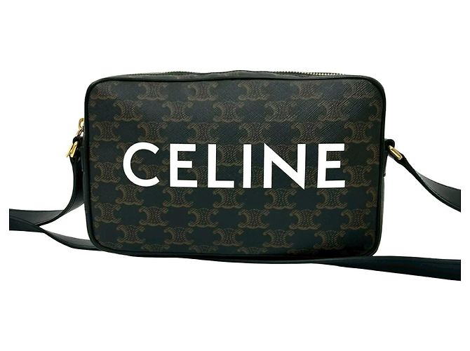 Céline Bolsa de ombro de couro Celine Triomphe Medium Marrom