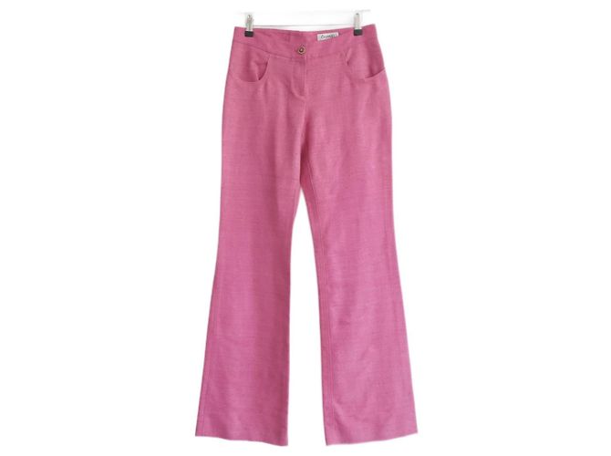 Chanel Spring 2007 Pink Slubbed Silk Flared Trousers