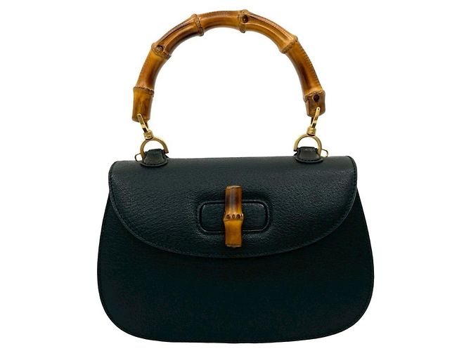 Bolso de cuero Old Bamboo con cierre Turnlock de Gucci Negro