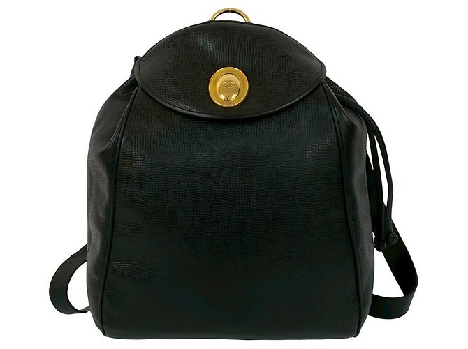 Mochila de cuero Christian Dior CD en negro