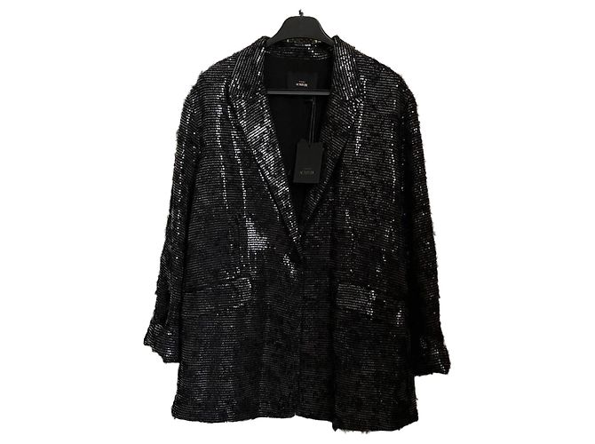 Twin Set Pailletten Blazer Schwarz
