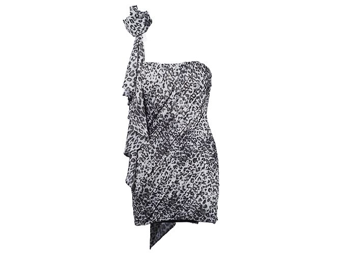 Autre Marque Graues Cocktailkleid mit einem Schulterdrapierung von Redemption Braun