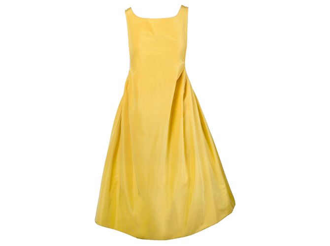 Vestido Amarelo Rochas com Detalhe de Costas Abertas