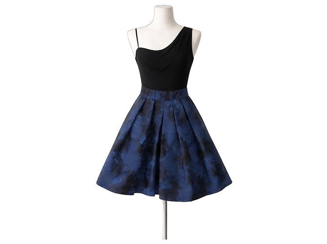 Ralph Lauren Cocktailkleid Schwarz Blau Polyester 38