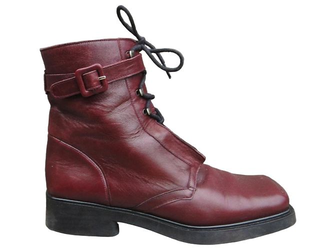 Stéphane Kelian Red Leather Ankle Boots