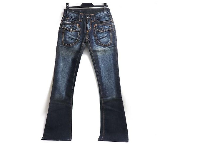 Autre Marque Bonaventure Boots Schnitt Jeans aus Baumwoll-Denim Blau