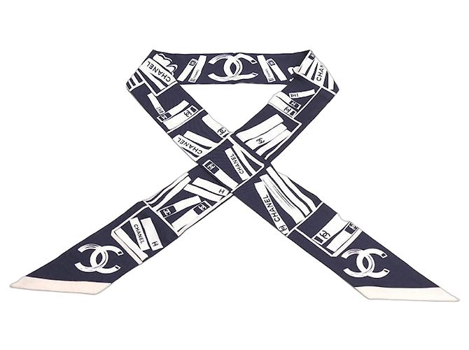 Timeless Faixa de cabelo de seda Camélia Coco Mark da Chanel Rosa Branco Azul Azul marinho