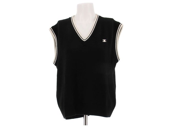 Céline Pull sans manche en laine Noir