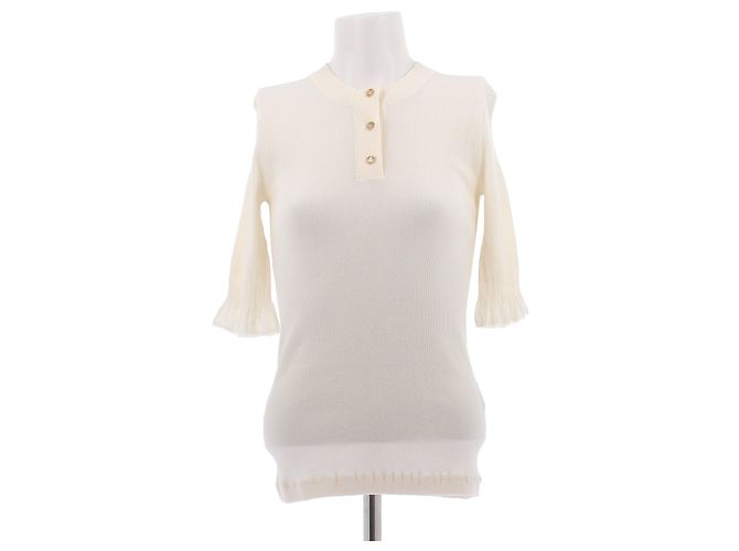 Bottega Veneta Top com botões de mangas médias em algodão Branco