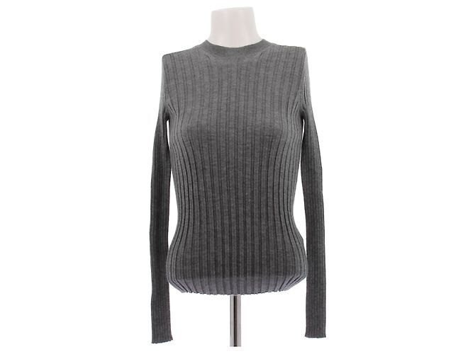 Phoebe Philo Pull gris col rond en cachemire