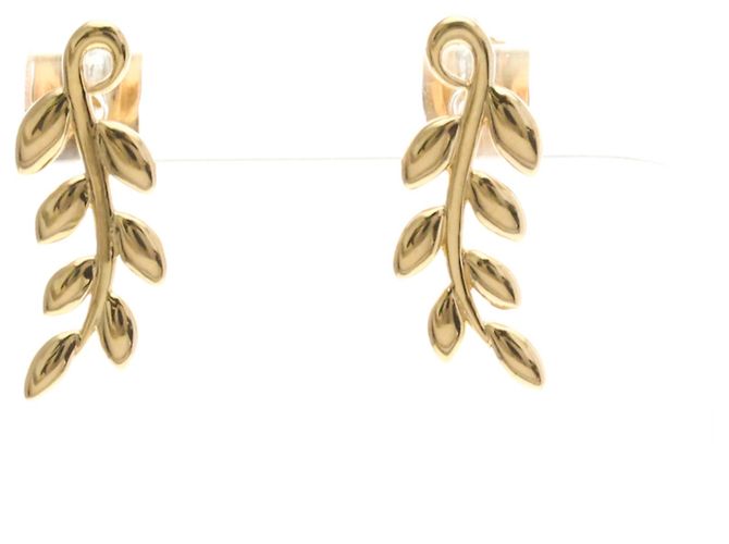 Tiffany & Co Pendientes de Stud Tiffany Hoja de Olivo Dorado