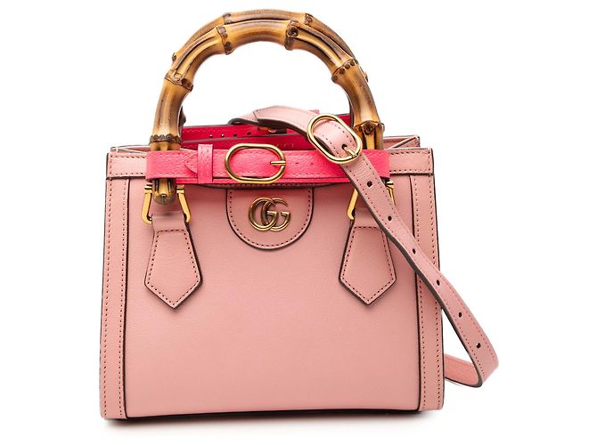 Bolso Diana Mini de Cuero de Ternera Rosa con Bambú Gucci
