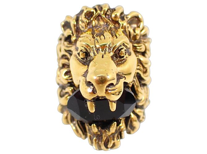 GUCCI Ring mit Löwenkopf aus farbigem Stein