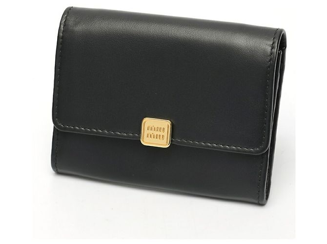 Miu Miu Black Leather Flap Card Case