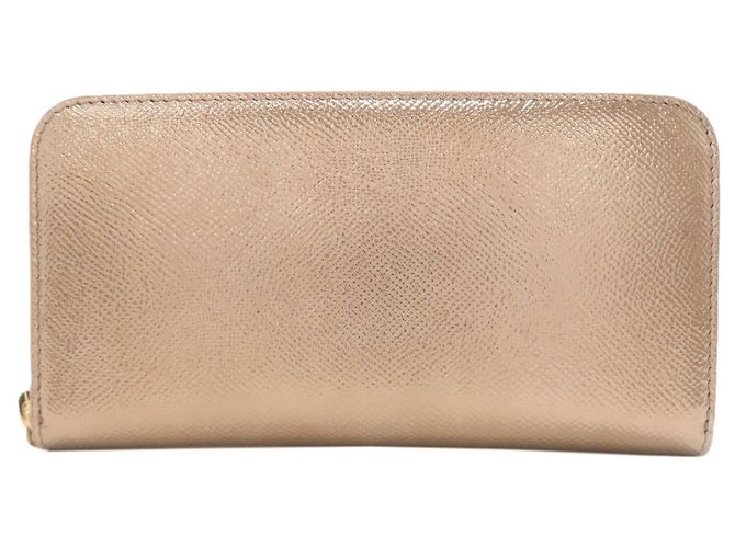 Bulgari Bvlgari Gold Leather Long Wallet Golden
