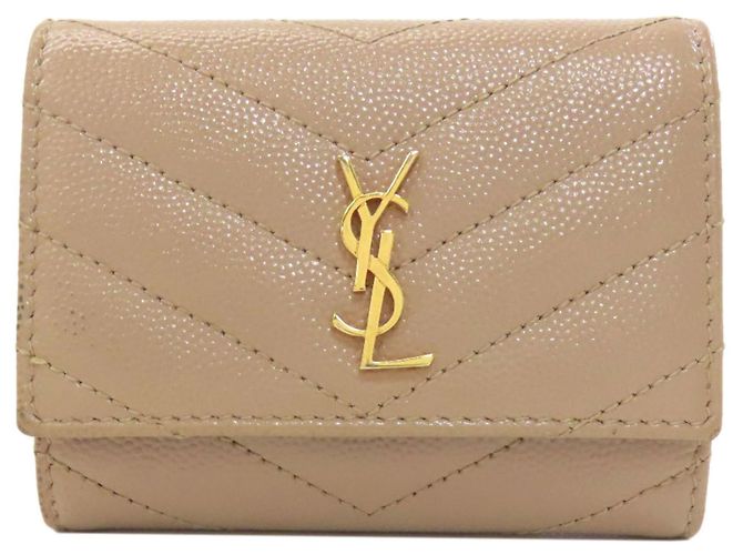 Saint Laurent Beige Leather Keycase