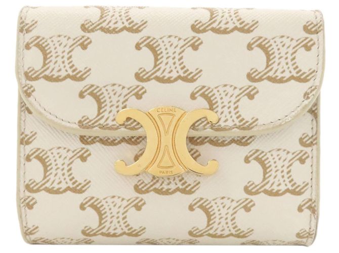 Céline Celine Macadam Tri-fold Wallet White