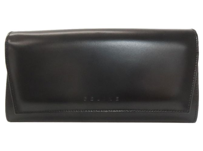 Céline Portafoglio lungo in pelle nera Celine Nero