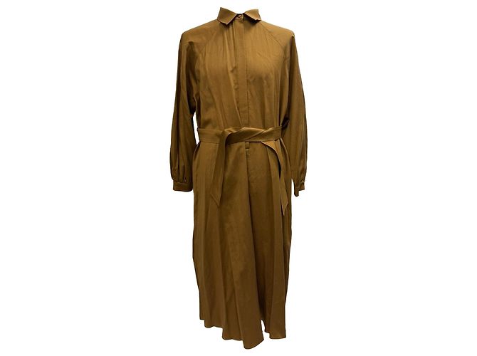Abito Camicia Midi Lecce Max Mara in Lana Marrone Rosso