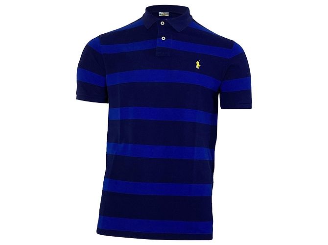 Polo Ralph Lauren Polo a Righe in Cotone Blu