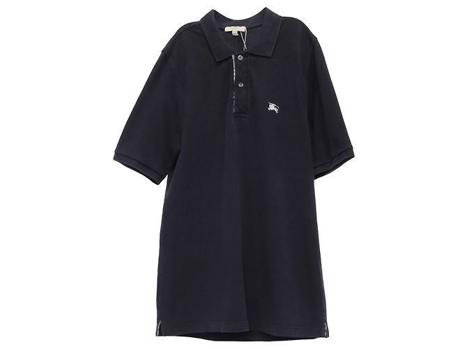 Polo de algodón negro con logo bordado de Burberry Azul Azul marino 
