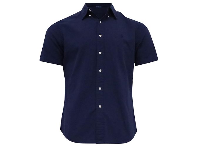 Kurzarmhemd aus navyblauer Baumwolle mit Pony-Stickerei von Ralph Lauren Marineblau