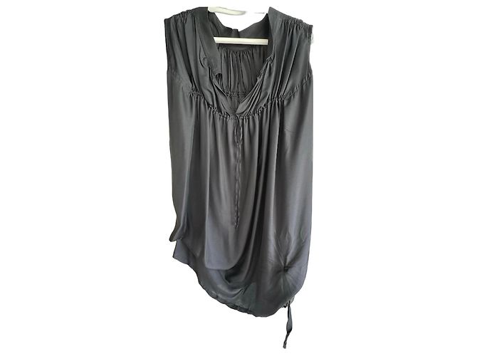 Top Ann Demeulemeester negro de seda