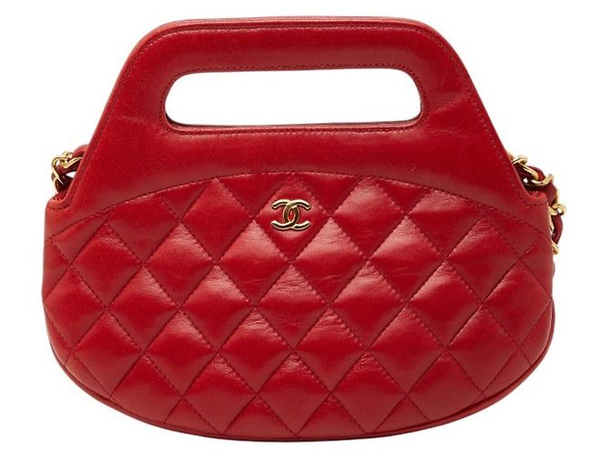 Borsa a spalla matelassé con catena Chanel Coco Mark Rosso
