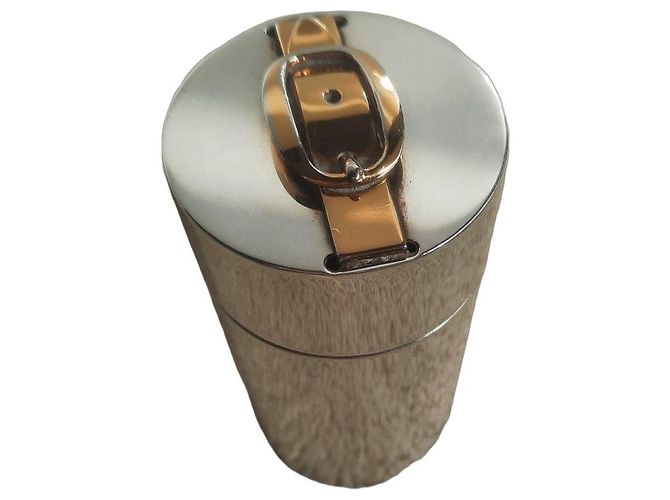 Hermès Paris Table Lighter Golden Silver hardware 