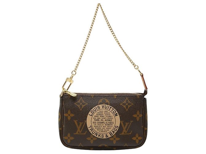 Mini Pochette Accessoires Monogramm Kette Tasche von Louis Vuitton Braun
