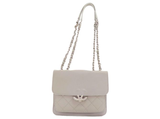 Bolsa de ombro Chanel Half Coco Mark com hardware prateado Marrom