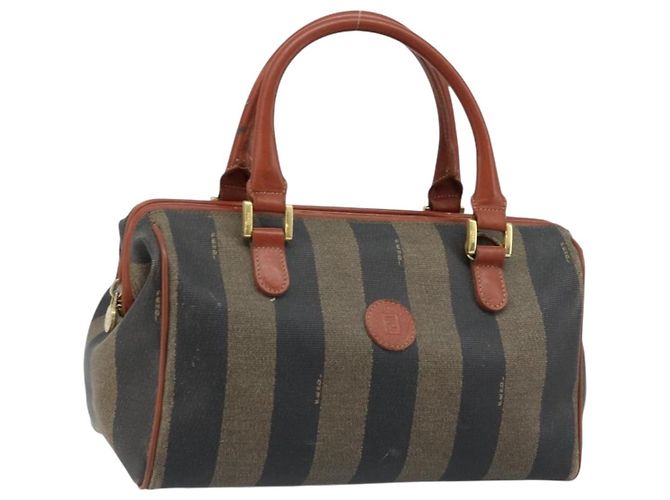 Pequin Bolsa de mão em lona Pecan FENDI preta e marrom Auth ep13483 Preto