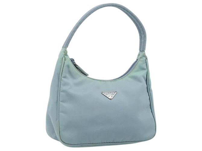PRADA Handtasche aus Nylon hellblau Silber authentisch 173191A
