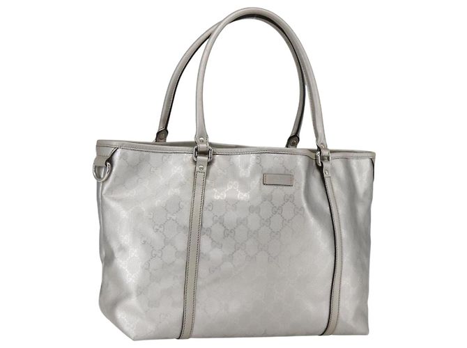 GUCCI GG Implementierung Tote Bag PVC Silber 197953 Auth ka2609