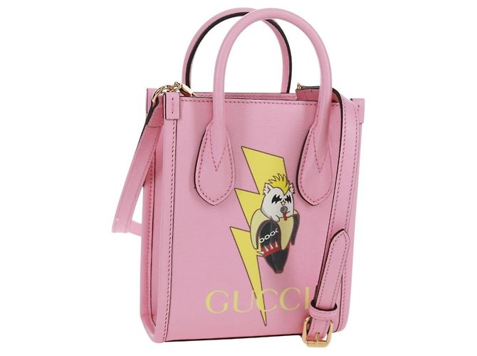 Bolso de mano GUCCI de cuero 2 en 1 rosa dorado 671623 Auth 168965M