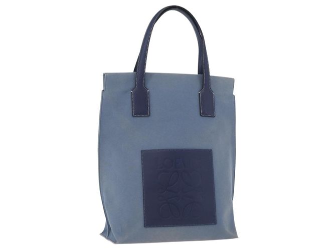LOEWE Tote Bag aus Canvas hellblau silber Auth ep13411